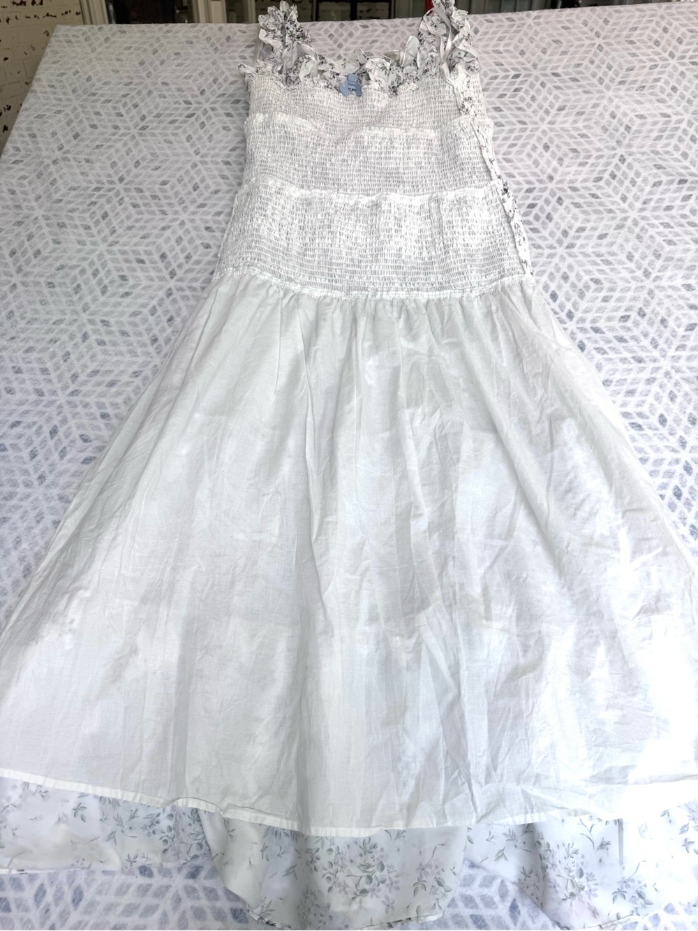 Antonio Melani Floral Smocked Fitted to Hips Dress Ruffle Cottagecore S8 - Picture 11 of 14